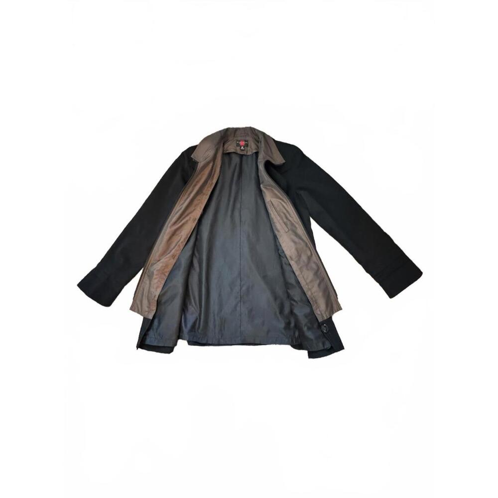Gallery Petite Women's Black Trench Coat With Lining Zipper and Buttons - Picture 4 of 9